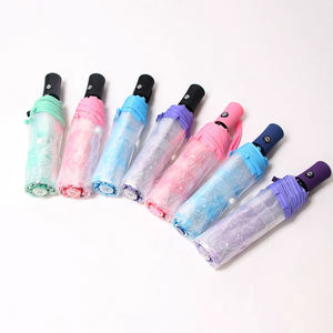 Parapluie transparent Sakura, nouveau style, manche rose, automatique, compact, pour fille/femme. - Product Image 3