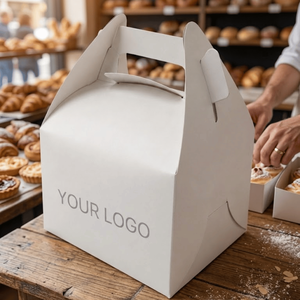 Boîte à pâtisserie pliable en papier avec logo personnalisé, vente en gros, emballage portable pour gâteaux et pâtisseries avec poignée, fabriquée au Vietnam - Product Image 5