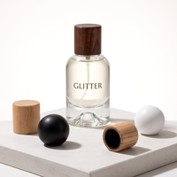 Flacon de parfum cylindrique en verre et plastique avec couvercle en bois, à faible MOQ, en stock, à l'épreuve des enfants, écologique, rechargeable, vaporisateur de parfum, logo personnalisé