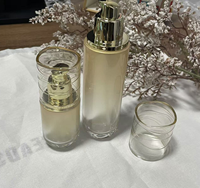 Nouveau dégradé or bouteille Toner Lotion Essence cosmétique verre matériau d'emballage bouteille séparée pressage bouteille portable