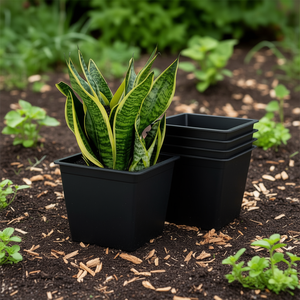 Maceta Cuadrada para Plantas de Vivero de 7.9 Pulgadas, de Plástico con Drenaje, Paquete de 5 - Product Image 2