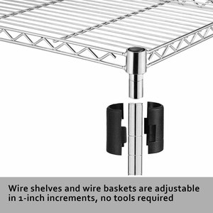 Estantería Metálica de 4 Niveles con Ruedas, Carro de Almacenamiento Móvil con Bordes Laterales, Estante Rodante Cromado - Product Image 3