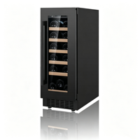 Refrigerador de Vino Vertical Estrecho de Doble Zona con Control Táctil Digital, Luz LED sin Rayos UV, Enfriador de Vino Independiente