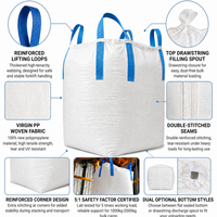 Sac Big Bag FIBC en PP Réutilisable et Personnalisable de 1 à 2 Tonnes (1000kg, 1500kg, 2000kg) pour Sable, Gravier et Construction HeSheng