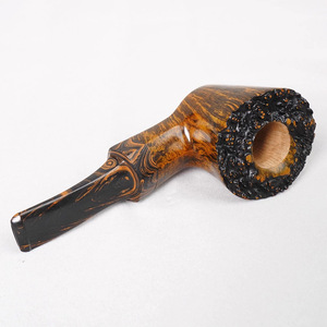 MUXIANG Wood Smoking Pipe Bent Type Golden Burl Briar Tobacco Pipe For Men - Product Image 3