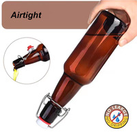 Bouteilles de bière en verre ambré à bouchon basculant en gros, 330 ml, 500 ml, 750 ml, 1000 ml, bouteille de bière en verre de qualité alimentaire avec bouchon à clapet