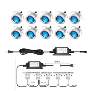 10X 0.6w 30mm Led Paysage Extérieur Éclairage IP67 30mm Entièrement Scellé En Acier Inoxydable + PC <span class=keywords><strong>Easy</strong></span> <span class=keywords><strong>Connect</strong></span> Led Deck Light - Product Image 2