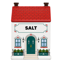 Pot à épices en céramique peint à la main, motif maison de village, joli pot de rangement pour sel et herbes, pots décoratifs pour épices en forme de village