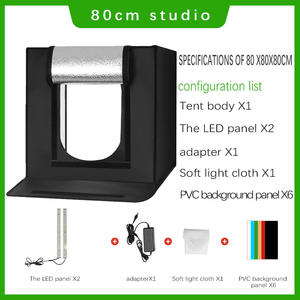 Boîte de studio photo LED professionnelle 80 cm, tente de prise de vue en nylon pour photographie de produits, accessoires pour appareil photo mobile, alimentation CC - Product Image 3