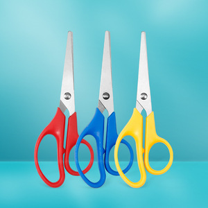 Ciseaux pour étudiants en acier inoxydable, rouge, bleu, jaune, à tête droite, pour l'art, l'artisanat et l'usage domestique - Product Image 1