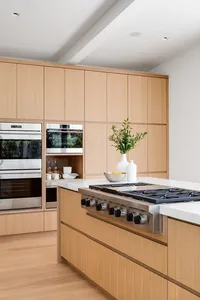 Vermonhouzz Modern Design Custom Natural Color Plywood Melamine Flat Door Kitchen Cabinet Furniture