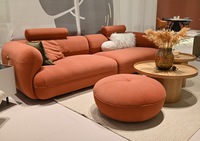 Canapé modulaire en velours orange 4 places, style moderne minimaliste français, sur mesure pour salon