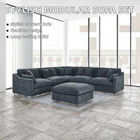 2025 Trendiges HX Marken-Sofa-Set im Modernen Chinesischen Stil, Modulares Verstellbares Samt-Ecksofa für Wohnzimmer und Hotel, Stilvolles Schwarzes Sofa