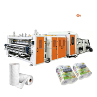 Machine à laminer, gaufrer et perforer à grande vitesse pour serviettes de cuisine et papier toilette, avec fonction de rembobinage