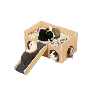 Wooden Pet Villa For Guinea Pig And Hamster With Climbing <b>Ladder</b> Multifunctional Small Animal Habitat Rectangle Shape - Product Image 5