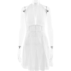 2025 abito da sera con Logo personalizzato estivo Sexy da donna con scollo a V e profondo nuovo abito da festa senza maniche e arruffato a trapezio - Product Image 1