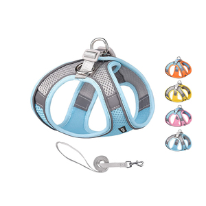 中小犬用の反射調節可能なベストハーネスとリーシュセットのプルソフトメッシュなしワンステップ - Product Image 1