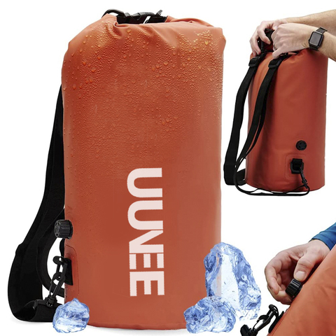 Waterproof 35L Grey PVC Cooler Bag Lightweight Soft Cooler Backpack for /Kayak/Hiking/Picnic/Beach Bag