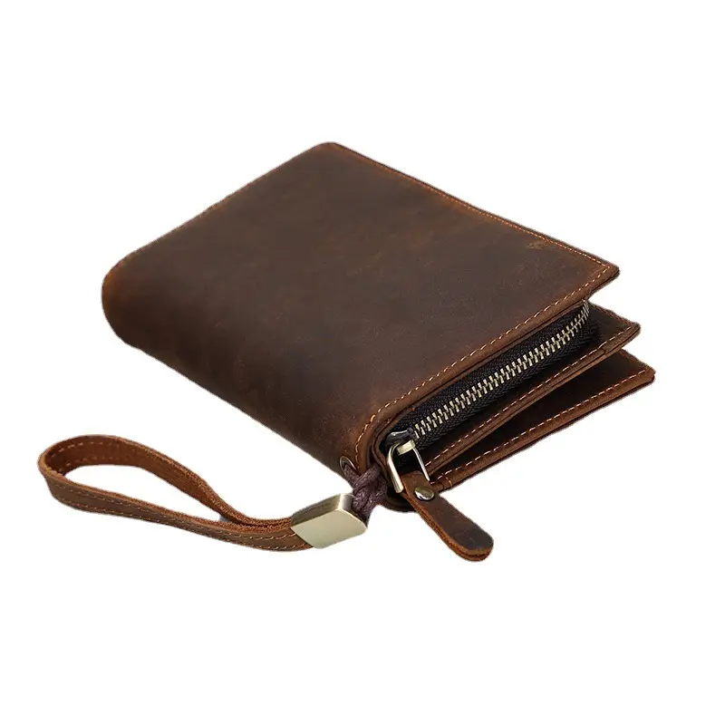Hot sale men's leather wallet crazy horse leather long bag cowhide Vintage coin purse