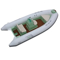 Bateau pneumatique en fibre de verre Haohai RIB 420 de 14 pieds avec moteur hors-bord, capacité de 6 personnes, bateau de pêche et de loisirs à grande vitesse