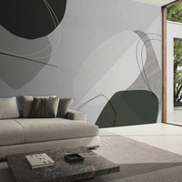Peinture murale géométrique abstraite personnalisée en gros, décor mural minimaliste aux tons neutres haute définition pour salon et hall d'hôtel