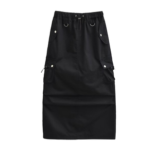 Falda de Moda Urbana Hecha a Medida para Mujer, Estilo Vintage Largo, Cintura Natural, Transpirable - Product Image 1