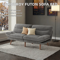 Sofá Cama Futón Minimalista de Pana con Respaldo y Reposabrazos Ajustables, Ecológico para Sala de Estar y Apartamentos Pequeños