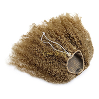 VMAE Extensions de cheveux humains queue de cheval à enrouler avec cordon de serrage, Remy vierges, Afro crépu bouclé, Balayage blond 613, style européen