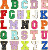 Personnalisable Couleur 0-9 Lettre Patchs Brodés Avec Paillettes Chenille Tissu Jersey Vêtements Numéro A-Z Patches De Broderie