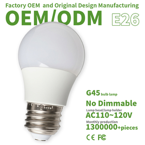 Bombilla LED G45 E26 AC110~120V Sin Regulación de Intensidad, Pantalla de Plástico Blanca, Índice de Reproducción Cromática Ra80, Bombilla de Bajo Consumo - Product Image 1