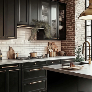 Customized Modern Modular Kitchen Cabinets Integrated Sideboard Wall Solid Wood Villa Whole House Customization Open <strong>Shelving</strong> - Product Image 3