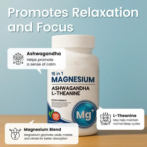 120 Cápsulas de Complejo de Magnesio 15 en 1 con Ashwagandha y L-Teanina para la Relajación Muscular, el Sueño y el Sistema Inmunitario en Adultos - Product Image 3