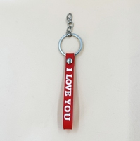 Porte-clés en caoutchouc souple PVC en forme de lettre, avec cordon en cuir, jouet en peluche, accessoire en silicone et cuir, petit pendentif, cadeau