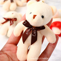 En gros, porte-clés en peluche ours mignon de 11 cm pour cadeaux d'anniversaire et de mariage, pendentif de porte-clés et jouet à griffes