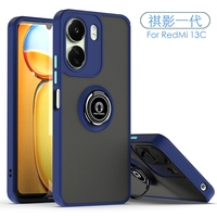 Étui de téléphone pour Xiaomi Redmi 13C Poco C65 avec béquille rotative à 360 degrés, coque arrière en PC transparent givré