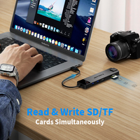 TC100 Hub USB Tipe C ke HDMI ganda, Hub USB 3.0 VGA 3.5MM 1000M RJ45 kecepatan tinggi 13 in 1 dengan Slot kartu TF PD SD 100W