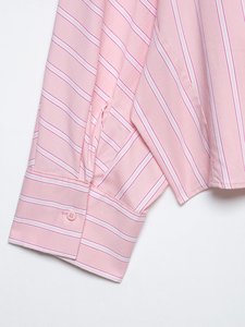 Camicia da donna a righe con maniche larghe, modello 2026, vestibilità comoda, blusa da ufficio con bottoni frontali, OEM/ODM da fabbrica cinese - Product Image 4