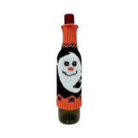 Nouvelle Housse de Bouteille de Vin Halloween en Tricot Citrouille Rouge – Décoration d'Ambiance pour Table à Manger