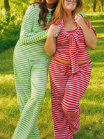 Ensemble de salon deux pièces rayé pour femmes, haut à manches longues à col ras du cou surdimensionné et short à taille élastique, tenue décontractée assortie