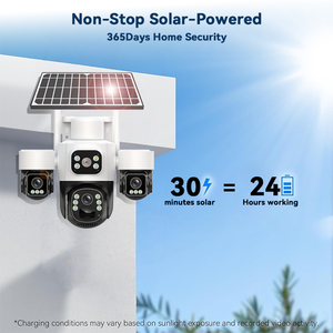 Caméra de tableau de bord à triple objectif OKAM, caméra de sécurité solaire avec carte SIM 4G, caméra CCTV intelligente sans fil Wi-Fi 9MP pour intérieur et extérieur - Product Image 4