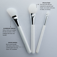 Nouveau Kit de Pinceaux de Maquillage Végan 3 Pièces en Cheveux Synthétiques de Haute Qualité 2026 avec Manche en Bois, Logo Personnalisé, pour Masques Faciaux et Soins de la Peau (Argile)