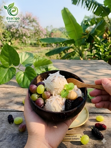 Bols à salade et à glace en coquille de noix de coco 100% naturels et écologiques, de haute qualité, ronds, faits à la main, design rustique, bols à offrir - Product Image 1