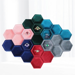 Velvet Hexagon Ring Box Velvet Wholesale Small Velvet Hexagon Ring Jewelry Box Packaging