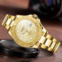 Relojes Automáticos de Oro para Hombre OEM, Caja Redonda de 40 mm con Fecha, Reloj Mecánico de Lujo con Correa de Acero Inoxidable