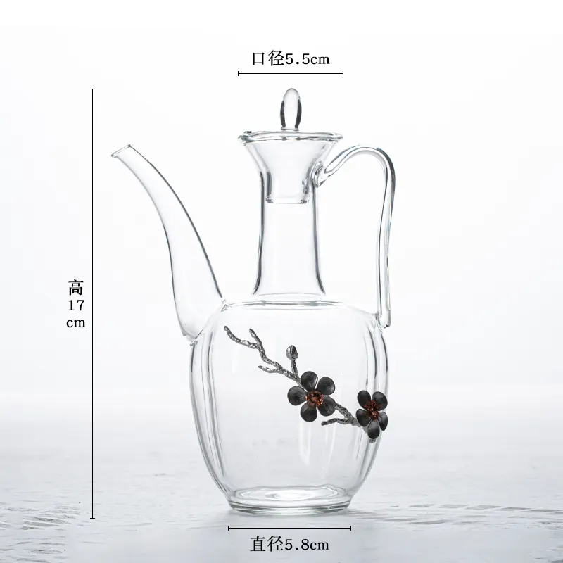 Hot Criativo Antigo Transparente Bule de Vidro de Borosilicato de Alta Flor Chá Bule de Chá Kung Fu Conjunto de Beber