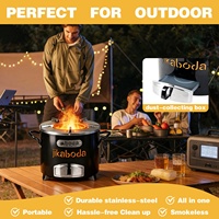 Réchaud à Charbon Moderne Autoportant en Acier Inoxydable pour Usage Domestique, Poêle à Bois d'Extérieur pour Barbecues de Camping