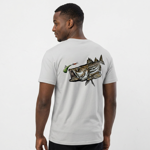 Camiseta de Pesca Blanca para Hombre con Diseño de Serigrafía de Lubina Rayada en la Espalda, Transpirable, de Algodón, Estilo Pullover, para Adultos, Ropa de Exterior - Product Image 1