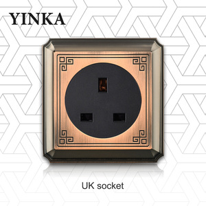 YINKA-Interruptor de pared de cobre antiguo, luz eléctrica de lujo, enchufe de la UE, para decoración de pared, 3 colores - Product Image 2