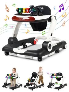 Marche-bébé pliable Purorigin avec roues et siège, anti-jambes en O, multifonction, marche-bébé à pousser à la main, marche-bébé en forme de U avec jouets musicaux - Product Image 1