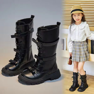 Bottes Martin Longues en Cuir pour Grandes Filles, Doublure Velours, Vente en Gros - Product Image 1